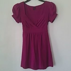 Heart Soul Blouse Purple Puff Sleeve V Neck